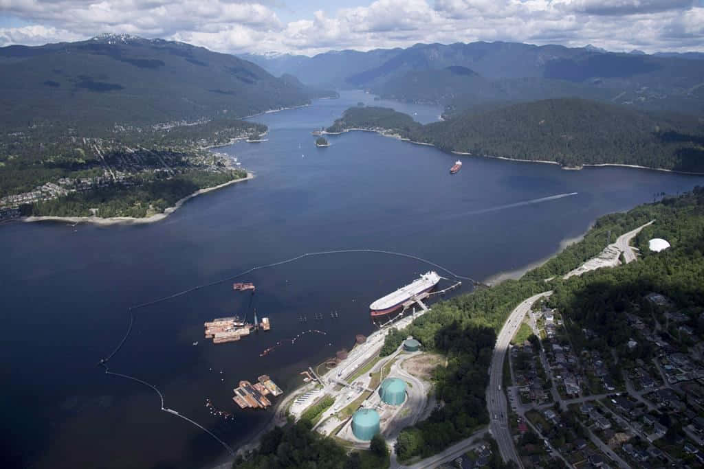 Aerial Viewof Burnaby Coastlineand Industry Wallpaper