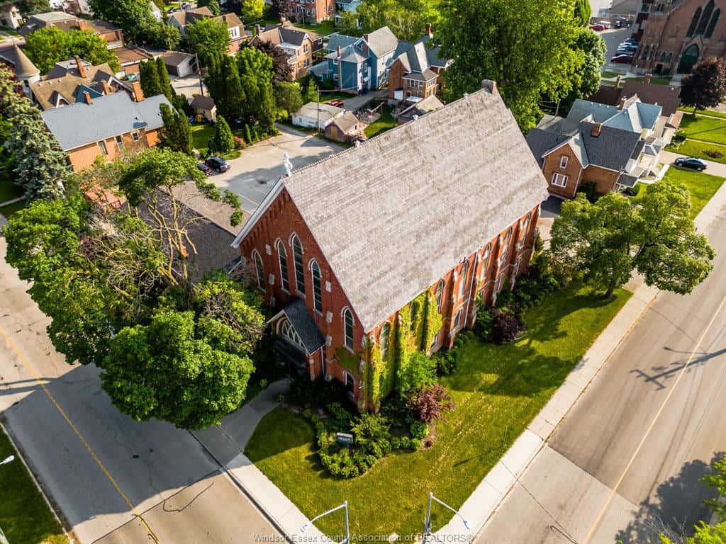 Aerial Viewof Historic Brick Church Chatham Kent Wallpaper