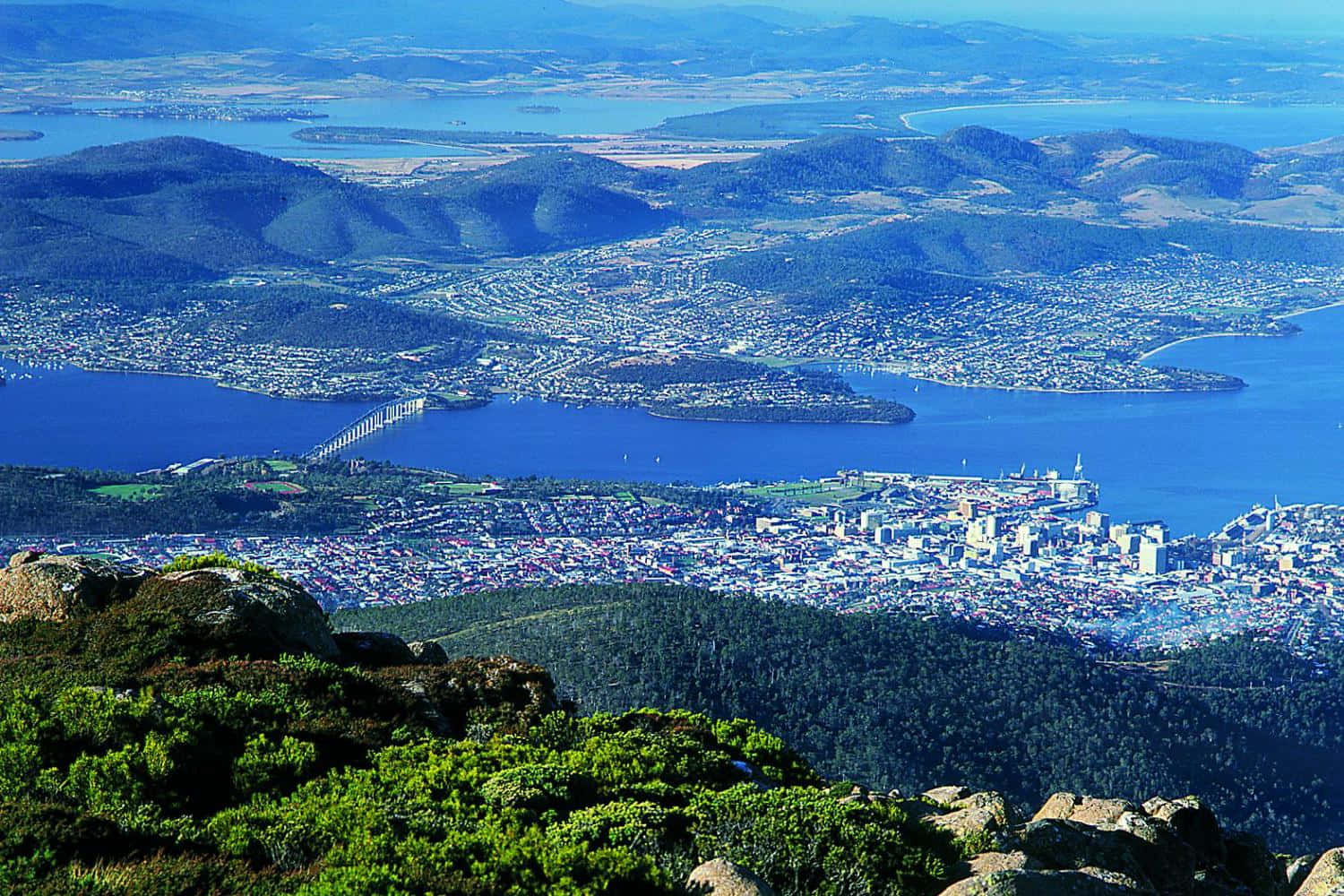 Aerial Viewof Hobart Tasmania Wallpaper