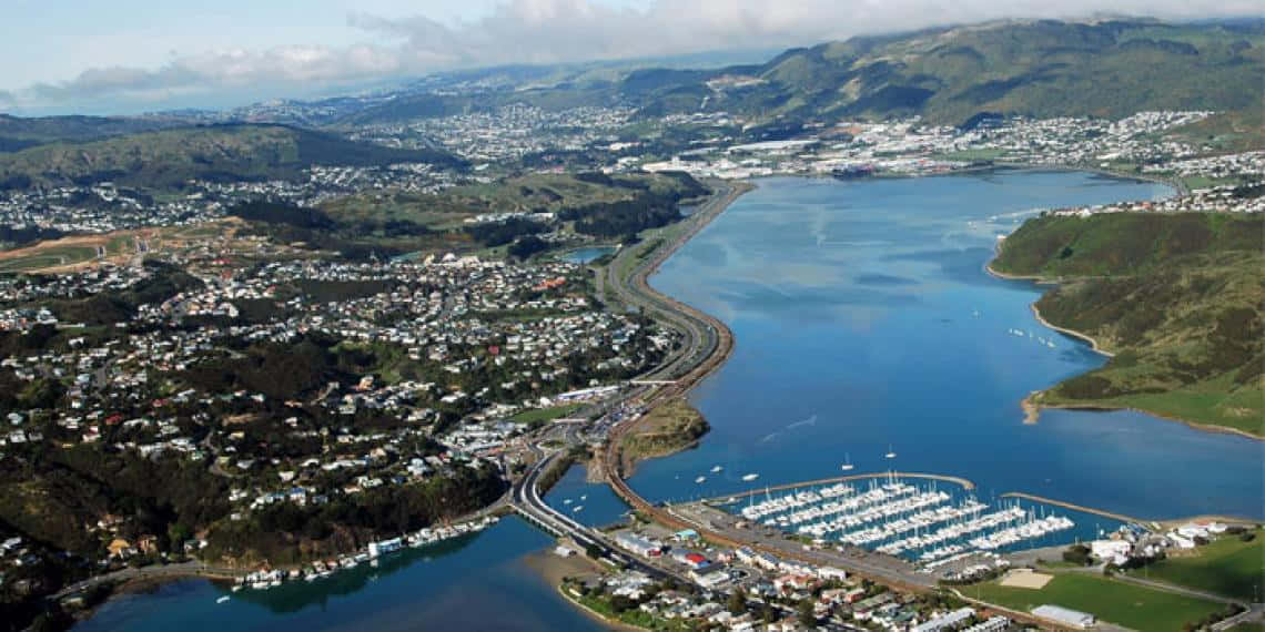 Aerial Viewof Porirua Cityand Harbour New Zealand Wallpaper