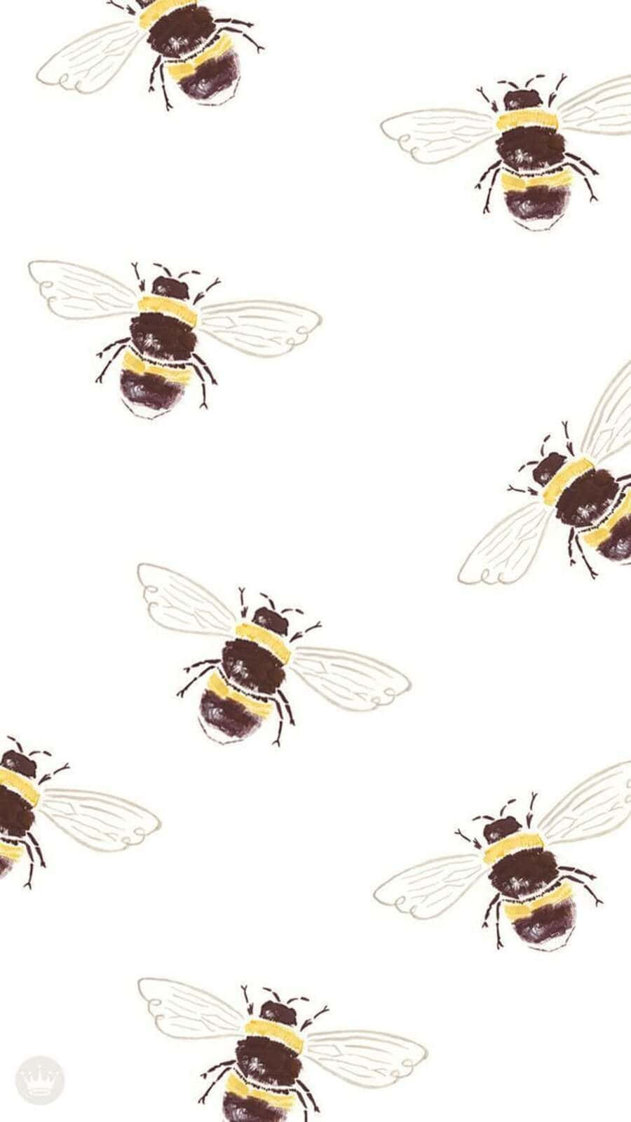 Aesthetic Bee Hovering Over A Vibrant Flower Wallpaper