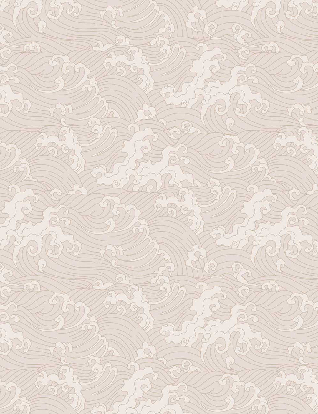 Aesthetic Beige Japanese Waves Wallpaper