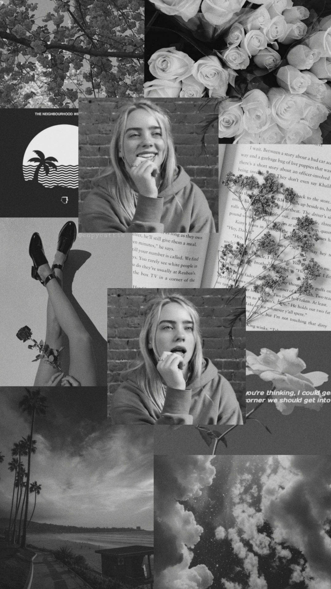 Aesthetic Billie Eilish Black And White Edit Wallpaper