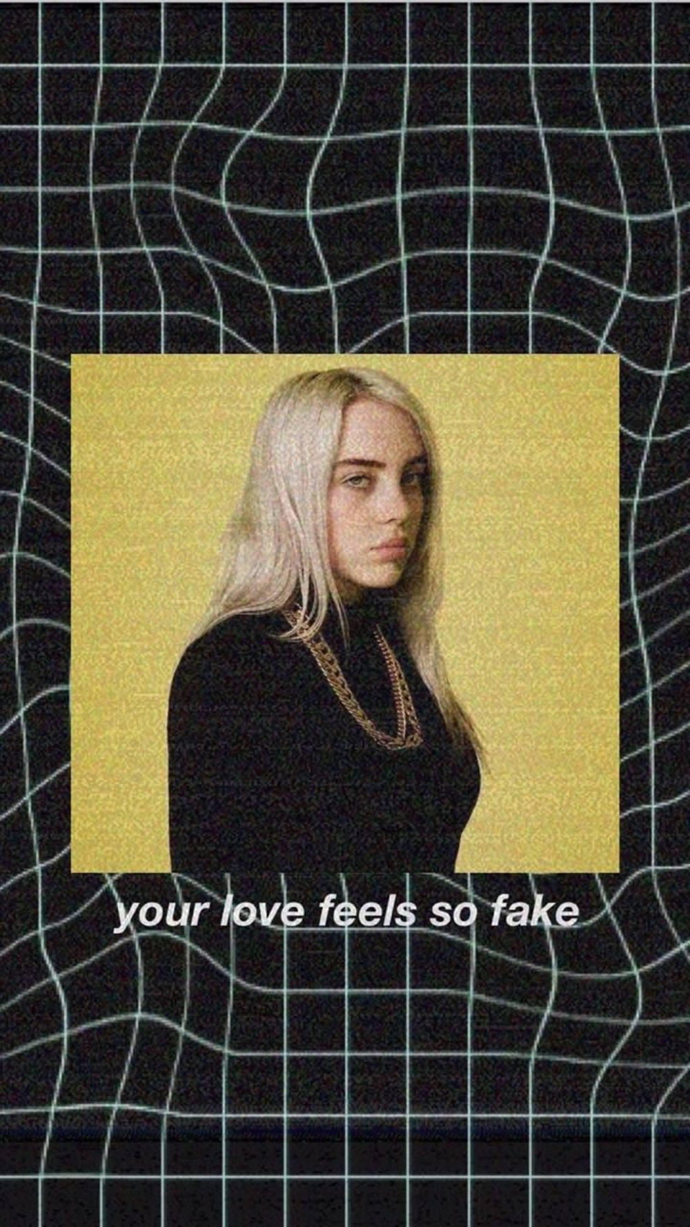 Aesthetic Billie Eilish Black Wavy Backdrop Wallpaper