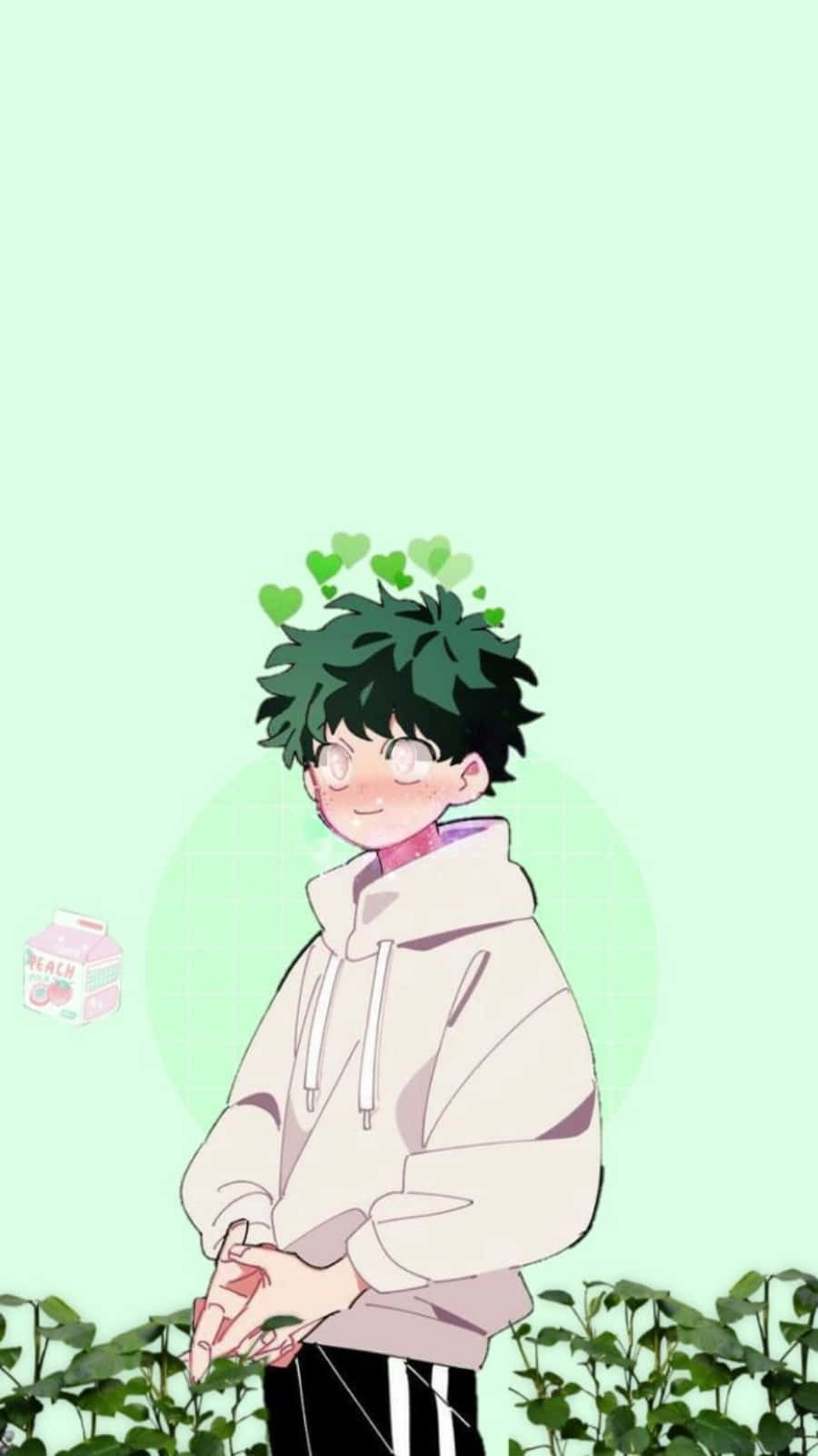 Aesthetic Green Blushing Deku Phone Wallpaper