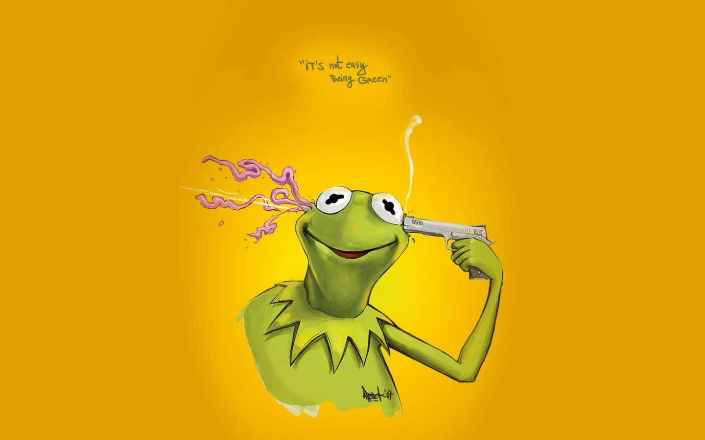 Aesthetic Kermit Sharing His Beautiful Green Colors Wallpaper