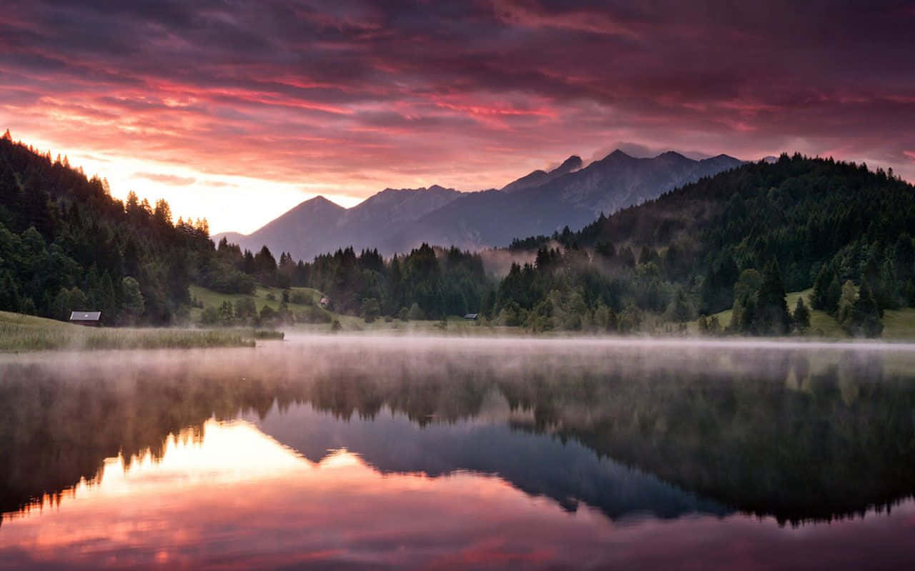 Aesthetic Nature With A Vast Lake Wallpaper