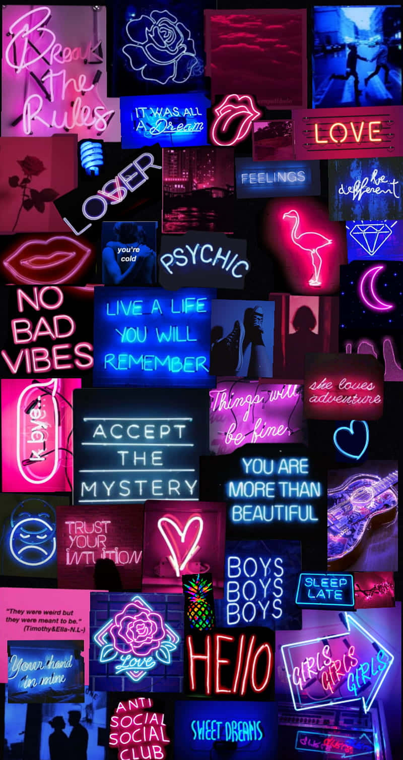 Aesthetic Neon Lights Brighten Up The Night. Wallpaper