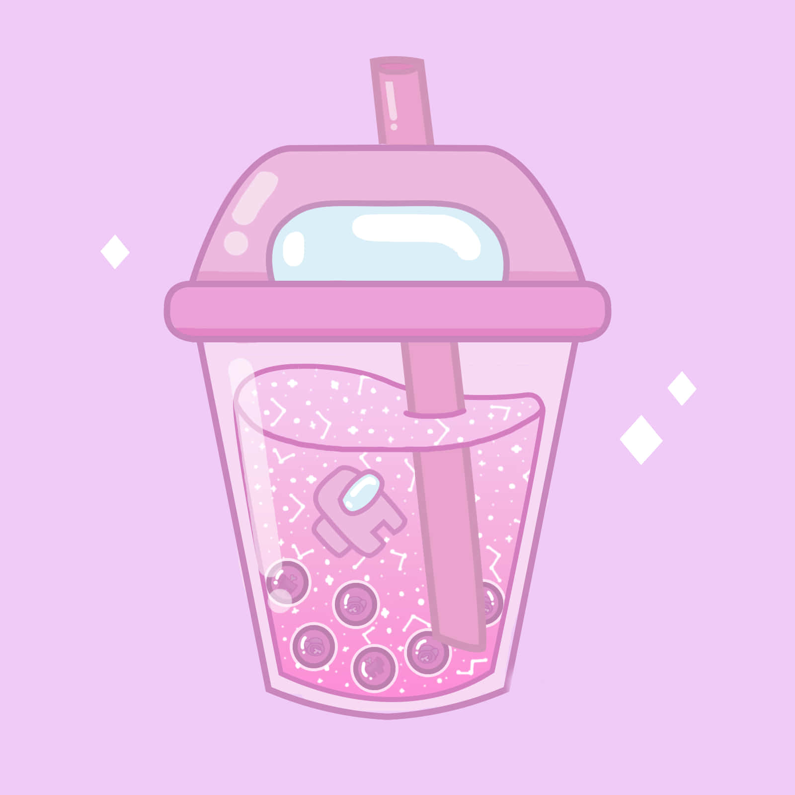 Aesthetic Pink Cute Among Us Wallpaper