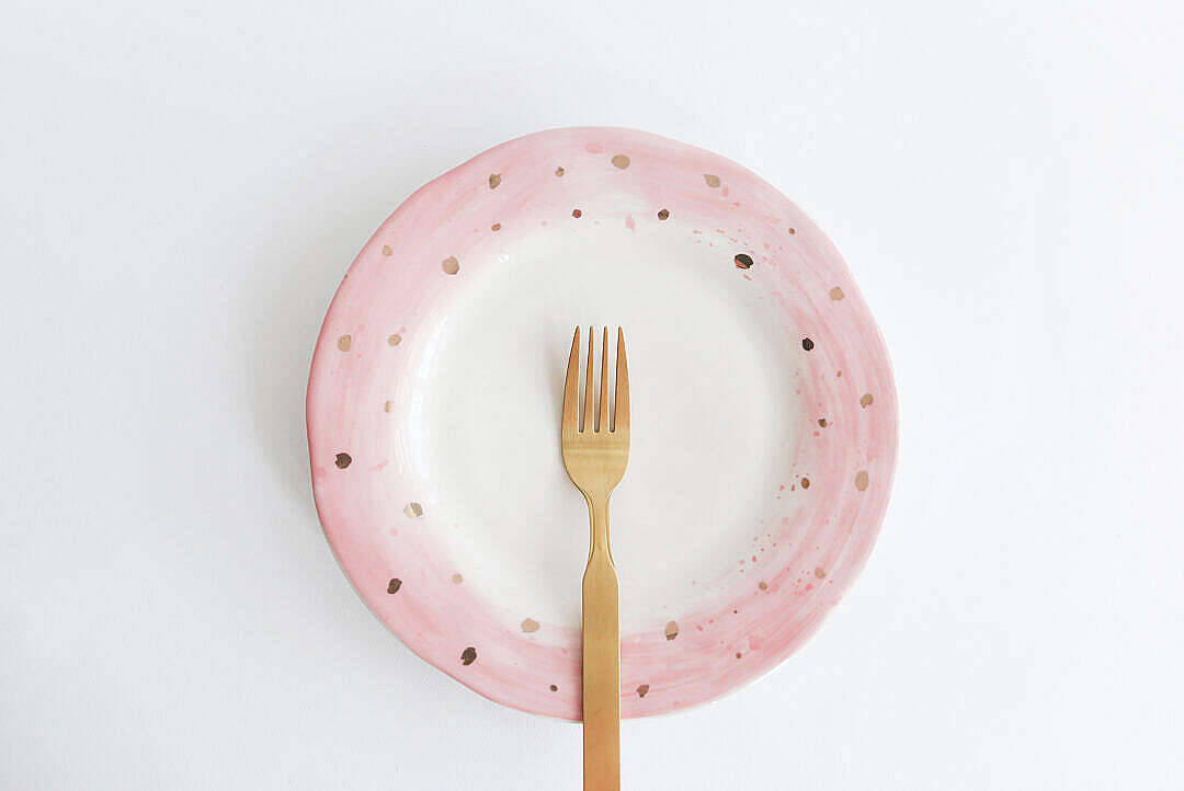 Aesthetic Pink Desktop Fork And Plate Wallpaper