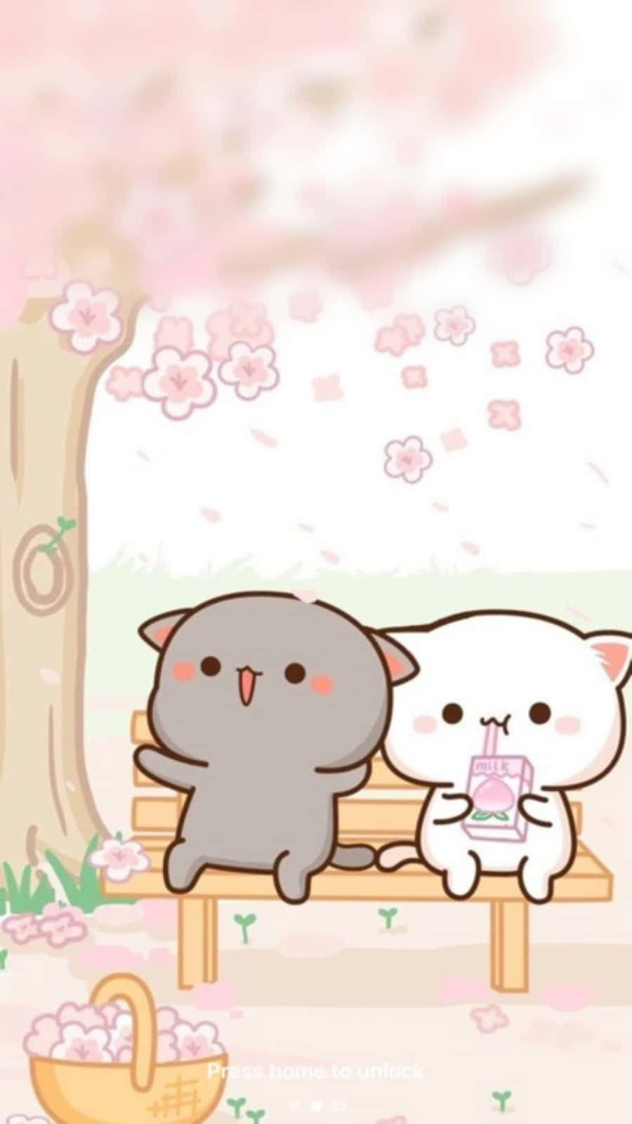 Aesthetic Pink Kawaii Kittens In The Park Wallpaper