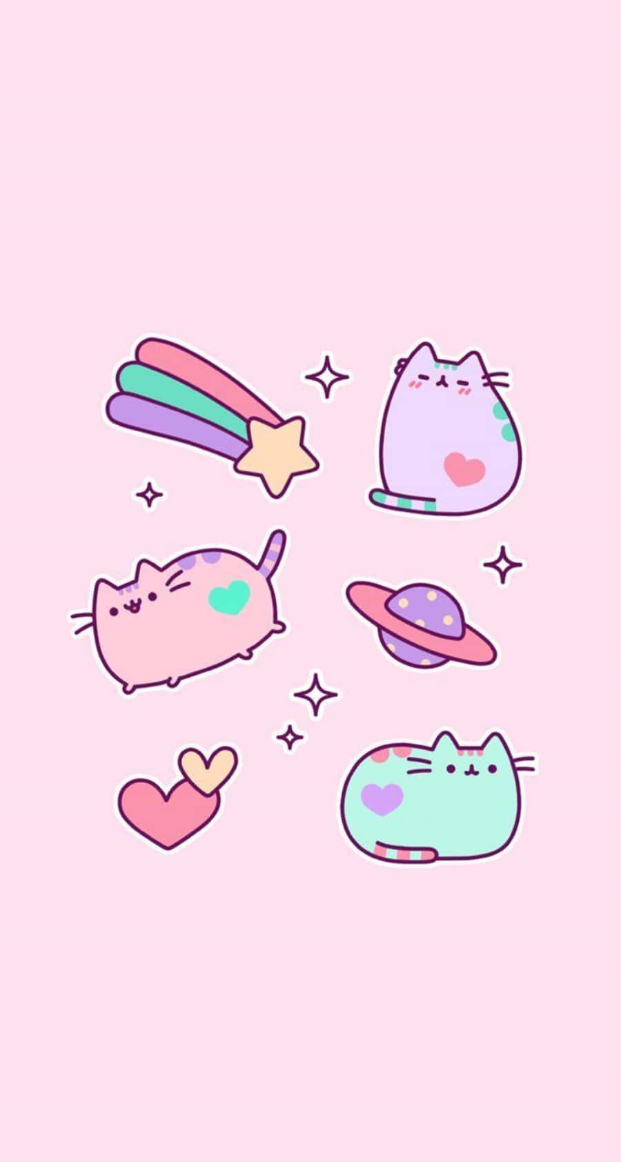 Aesthetic Pink Kawaii Pusheen The Cat Wallpaper