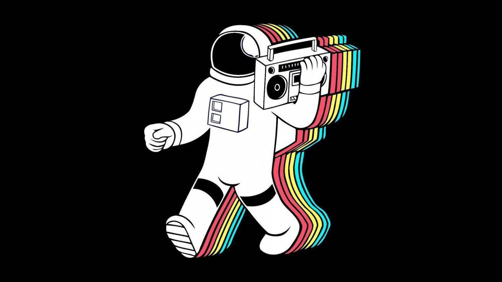 Aesthetic Retro Boombox Astronaut Wallpaper