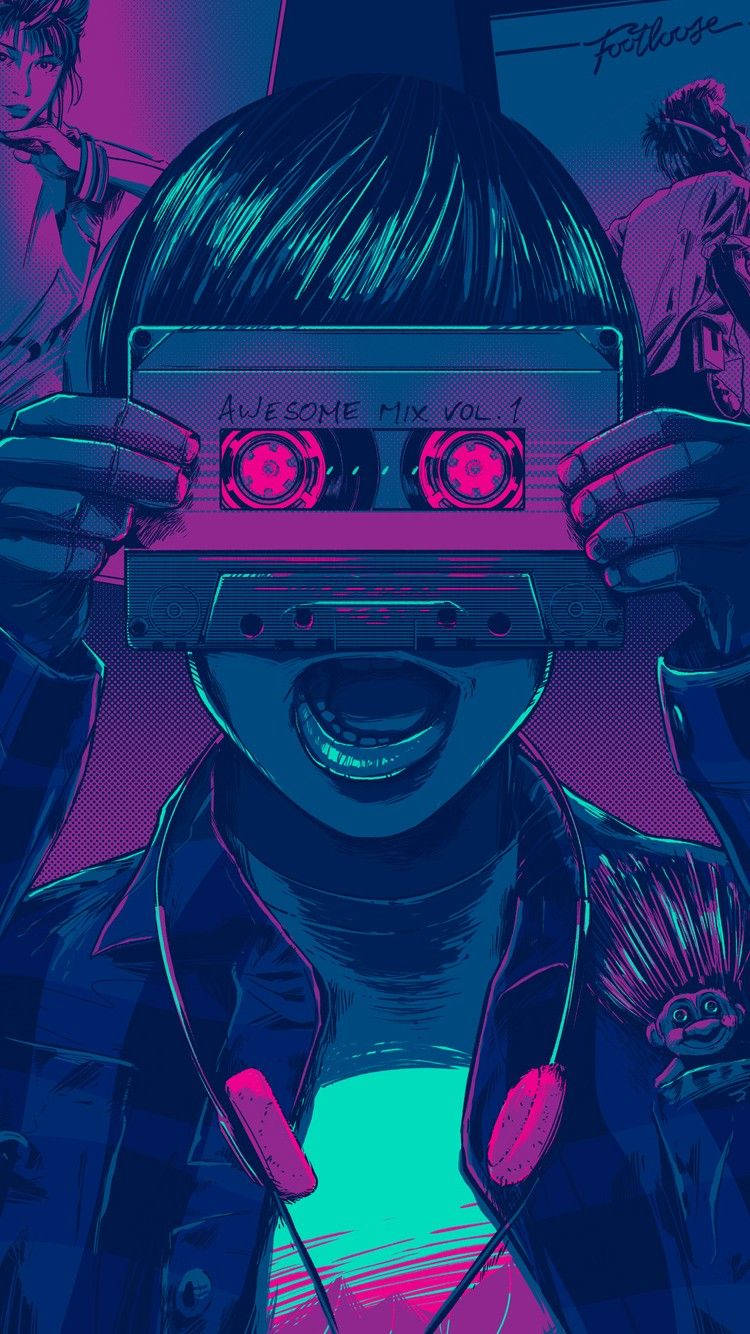 Aesthetic Retro Cassette Tape Graphic Art Wallpaper