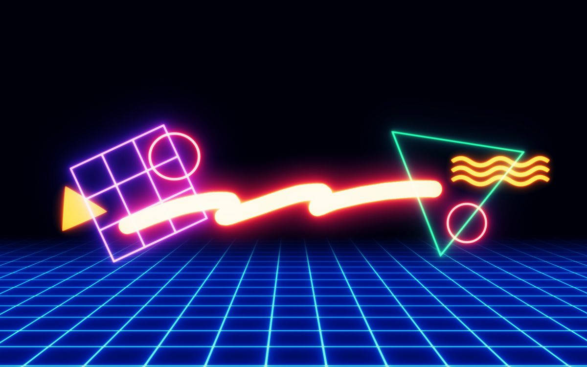 Aesthetic Retro Neon Shapes Wallpaper