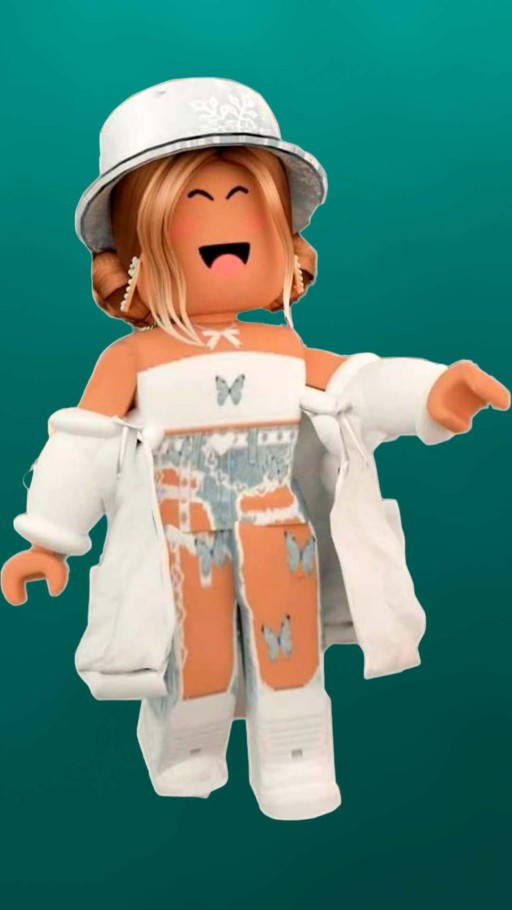 Aesthetic Roblox Girl In White Tube Top Wallpaper