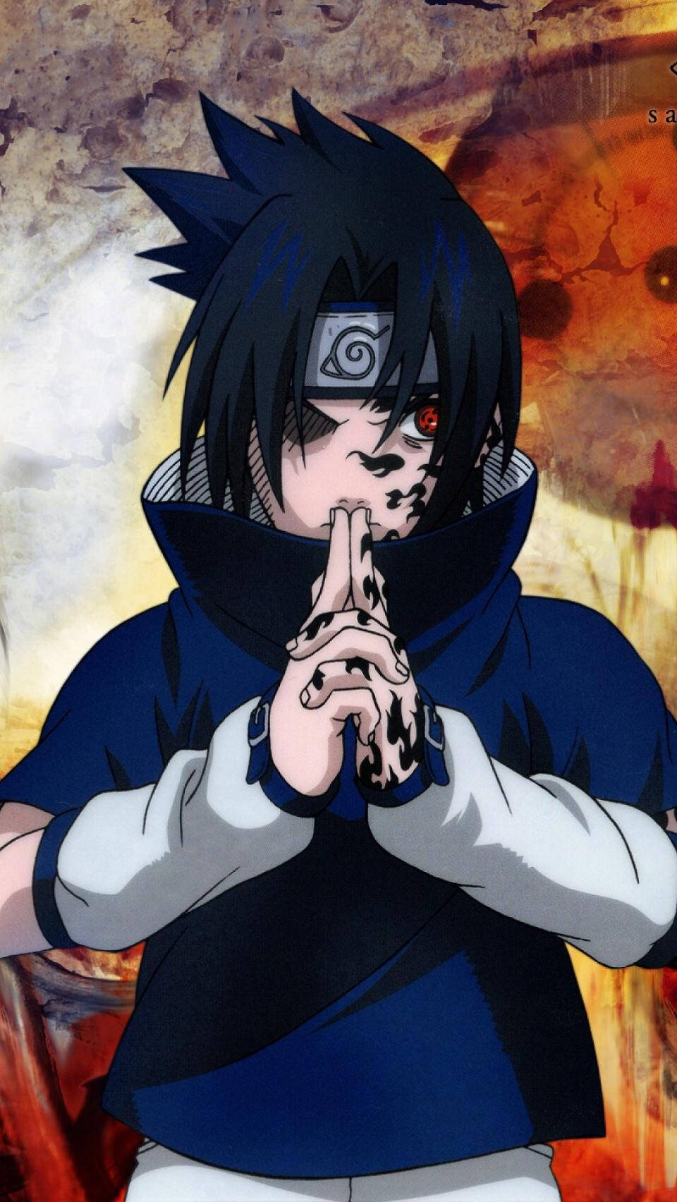 Aesthetic Sasuke Doing Hand Sign Wallpaper