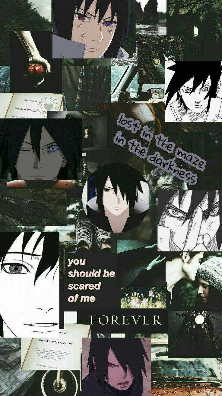 Aesthetic Sasuke Emo Collaged Wallpaper