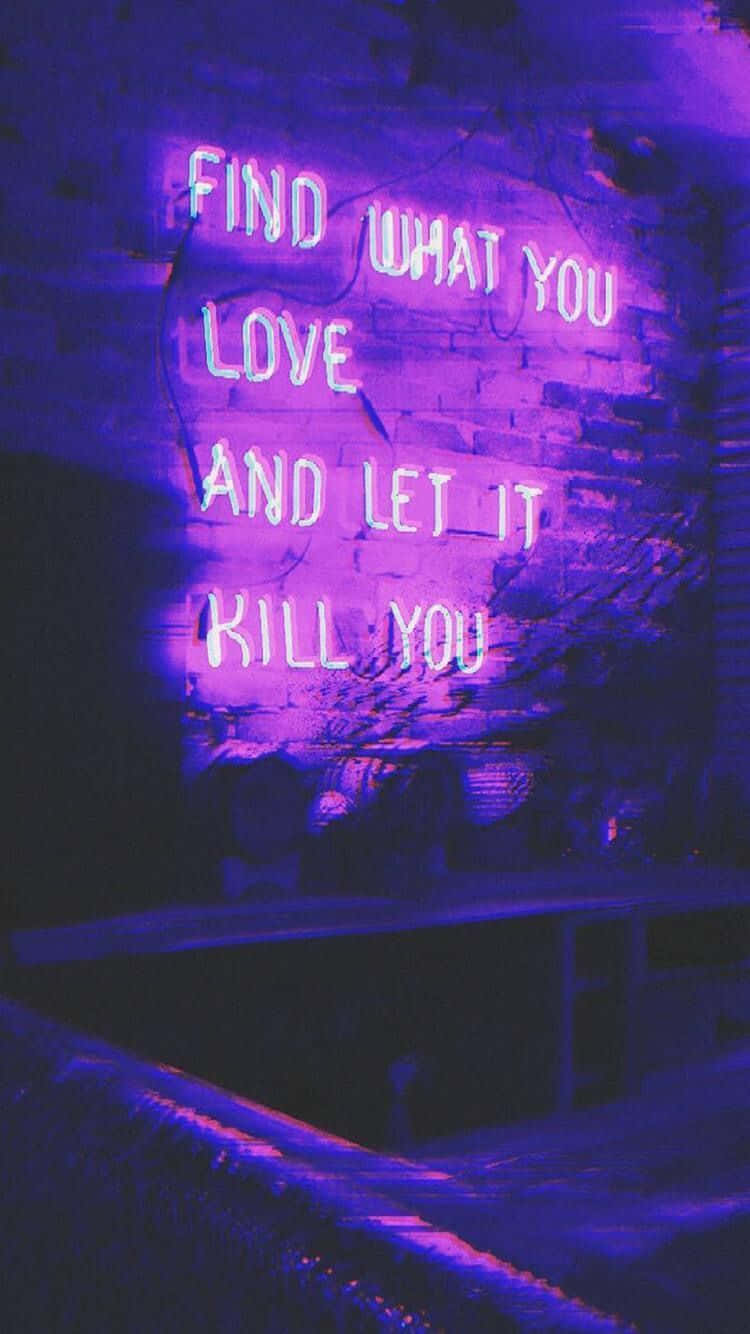 Aesthetic Vintage Neon Purple Quote Wallpaper