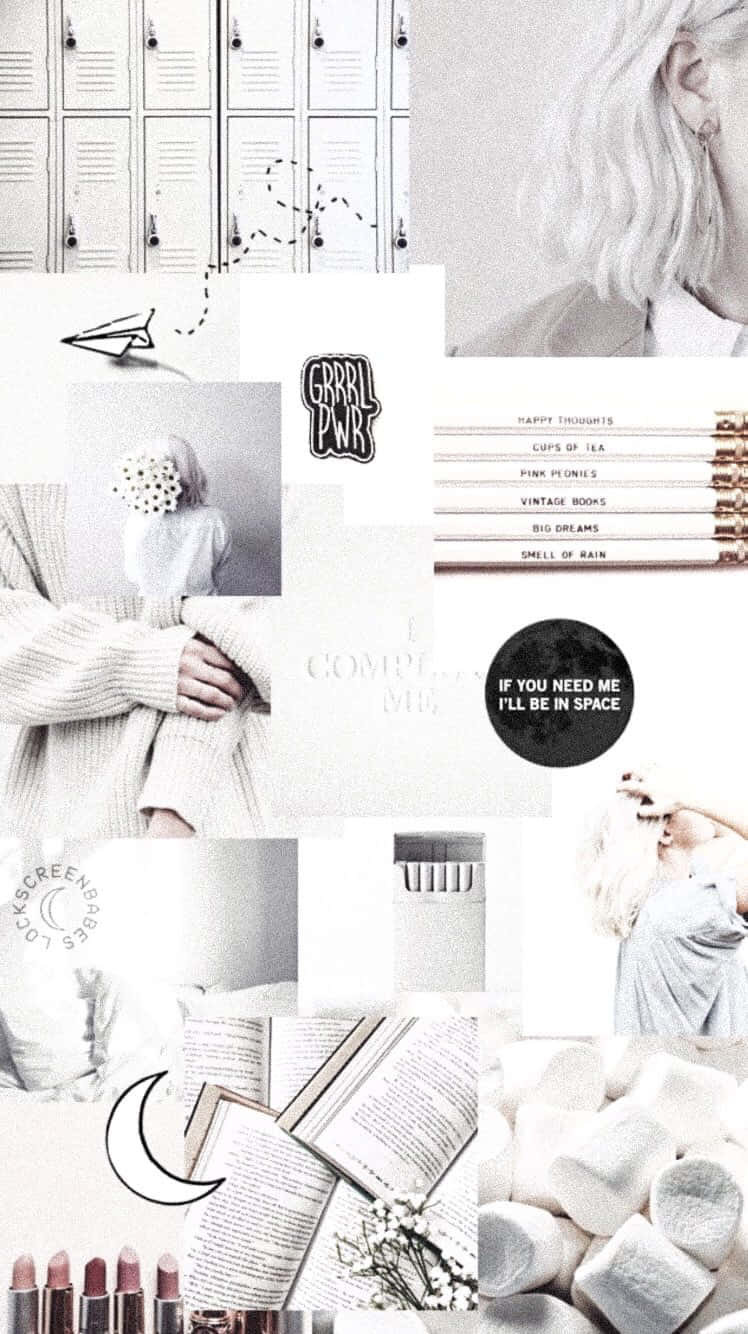 Aesthetic White Collage Wallpaper