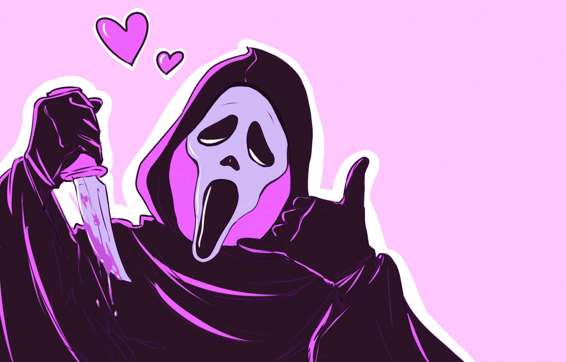 Affectionate Ghostface Pink Backdrop Wallpaper