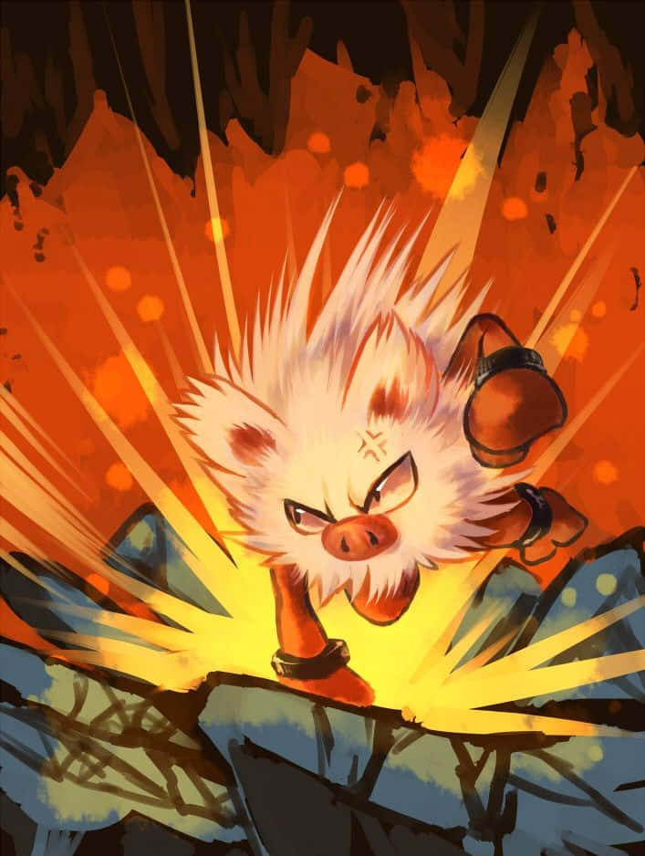 Aggressive Primeape Pokemon Throwing Punch Wallpaper