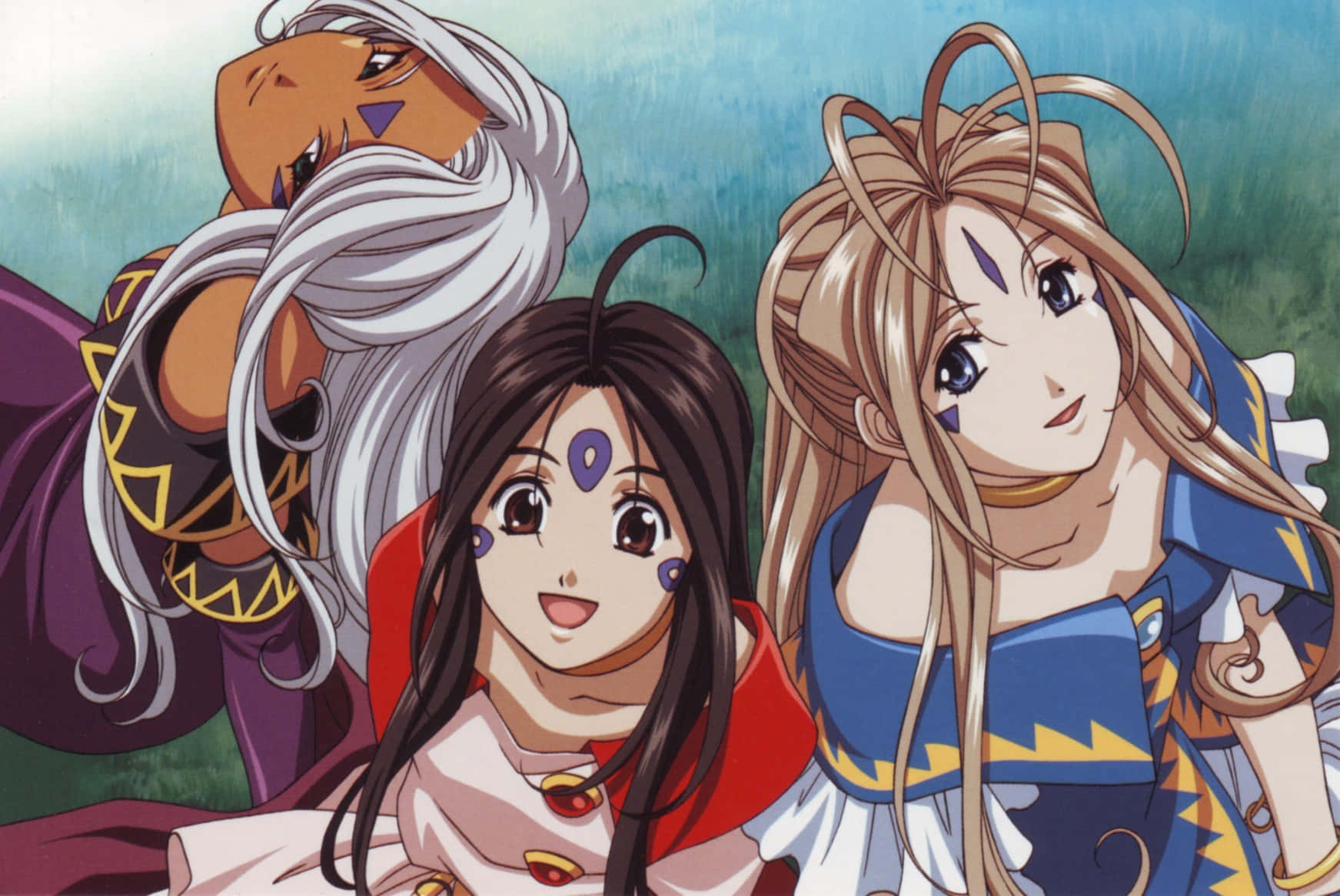 Ah My Goddess Characters Urd Belldandy Skuld Wallpaper