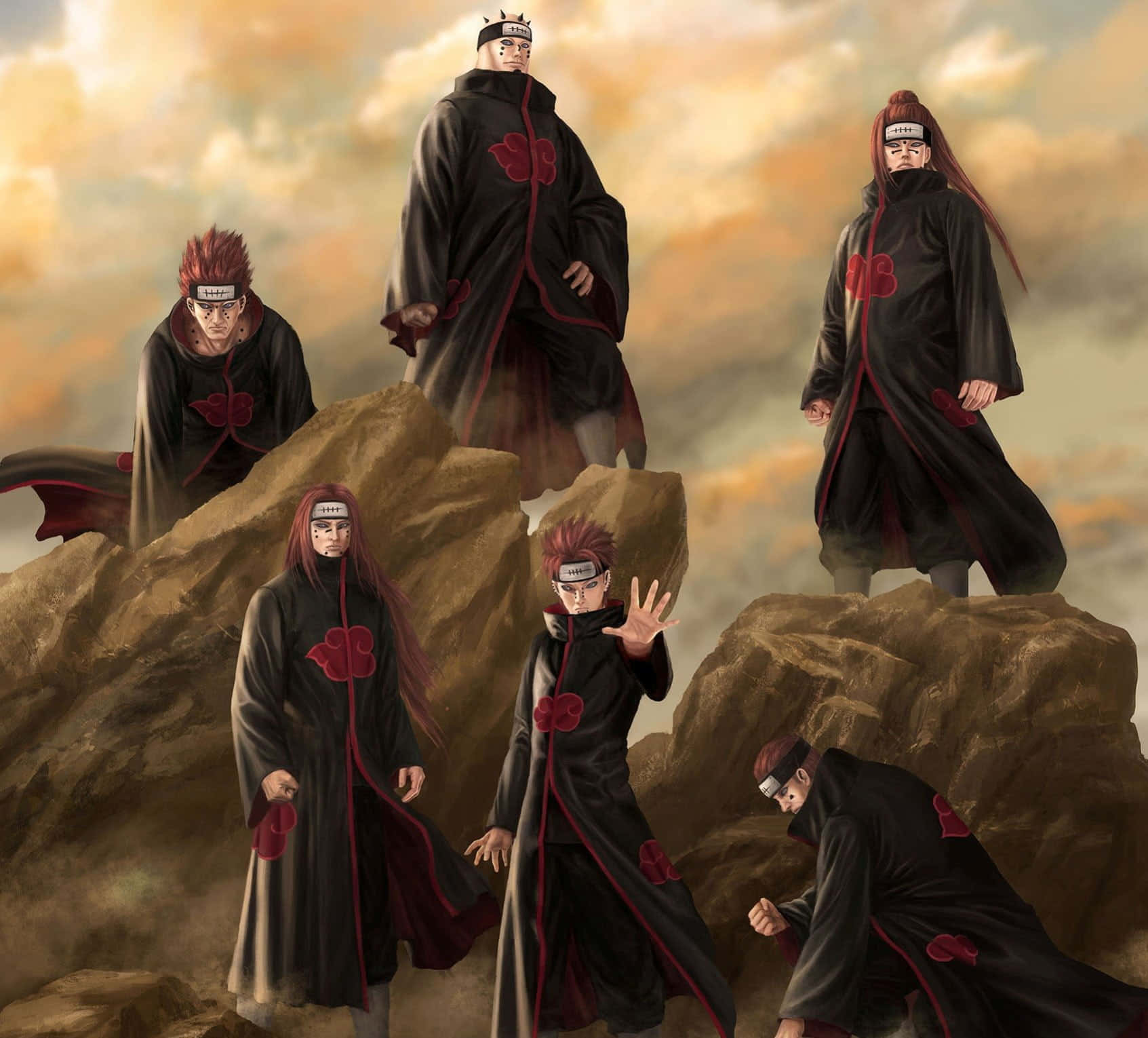 Akatsuki Ninja Masters Ready For Battle Wallpaper