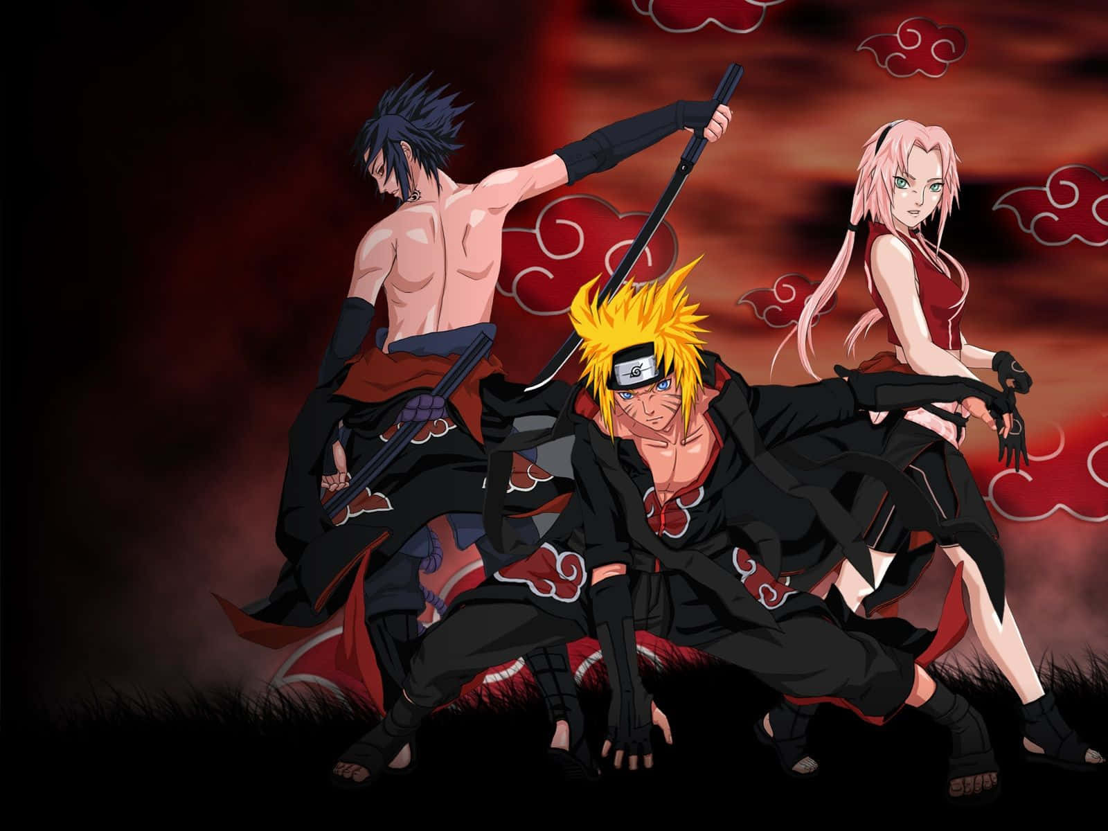 Akatsuki Sasuke In The Middle Of A Fight Wallpaper