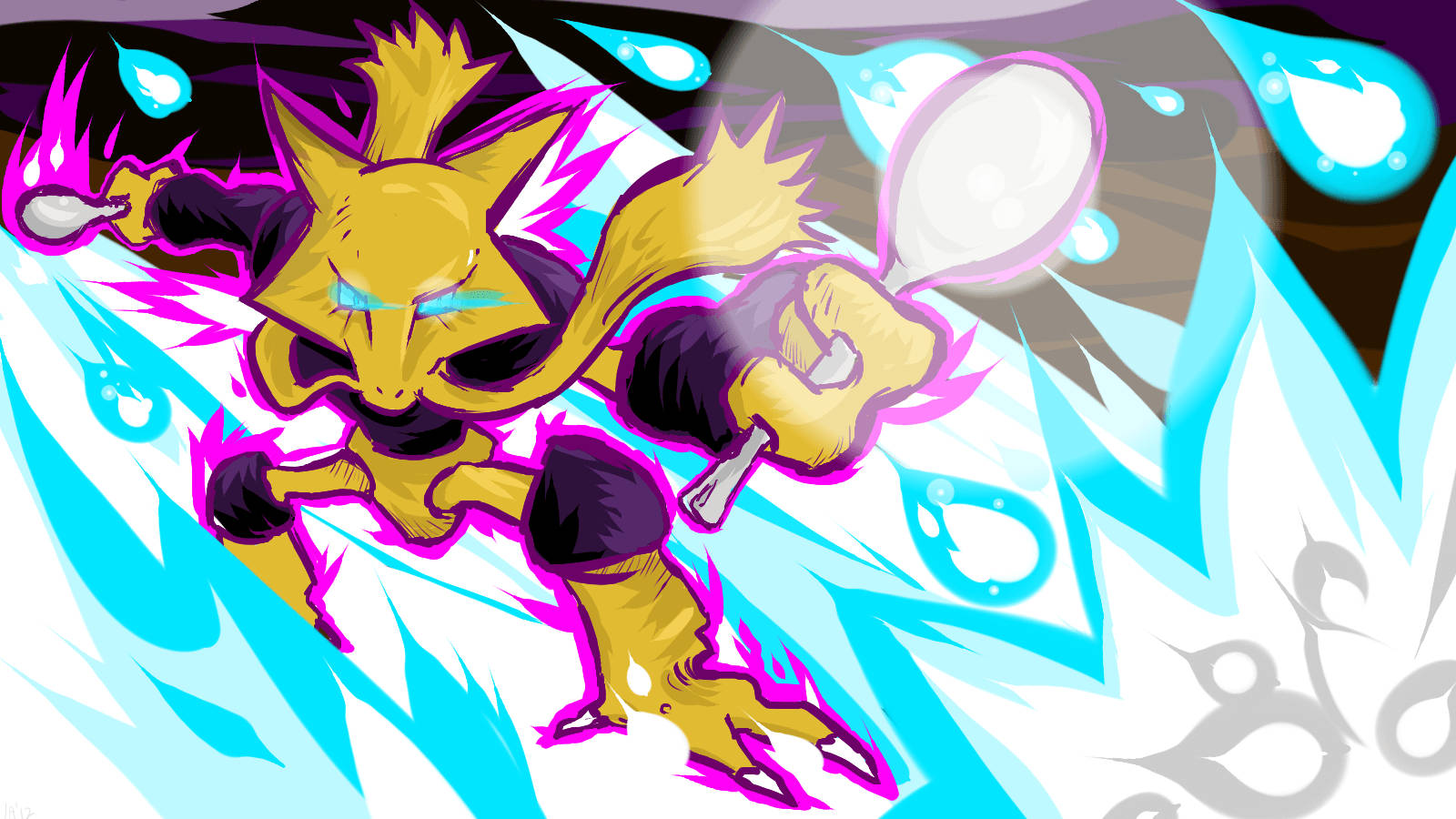 Alakazam Using Psychic Powers Wallpaper