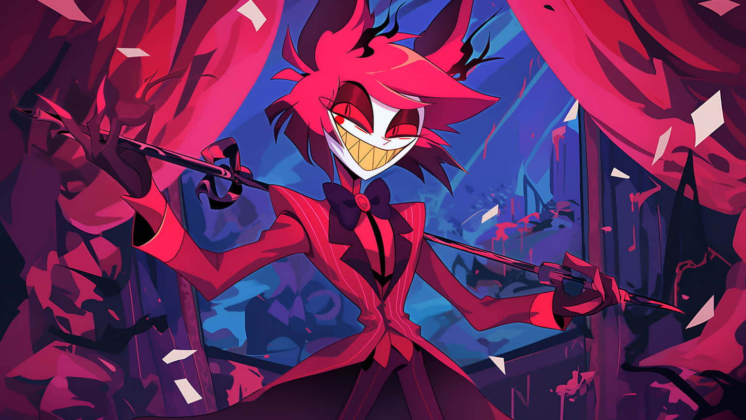 Alastor Smiling Demon Hazbin Hotel Art Wallpaper