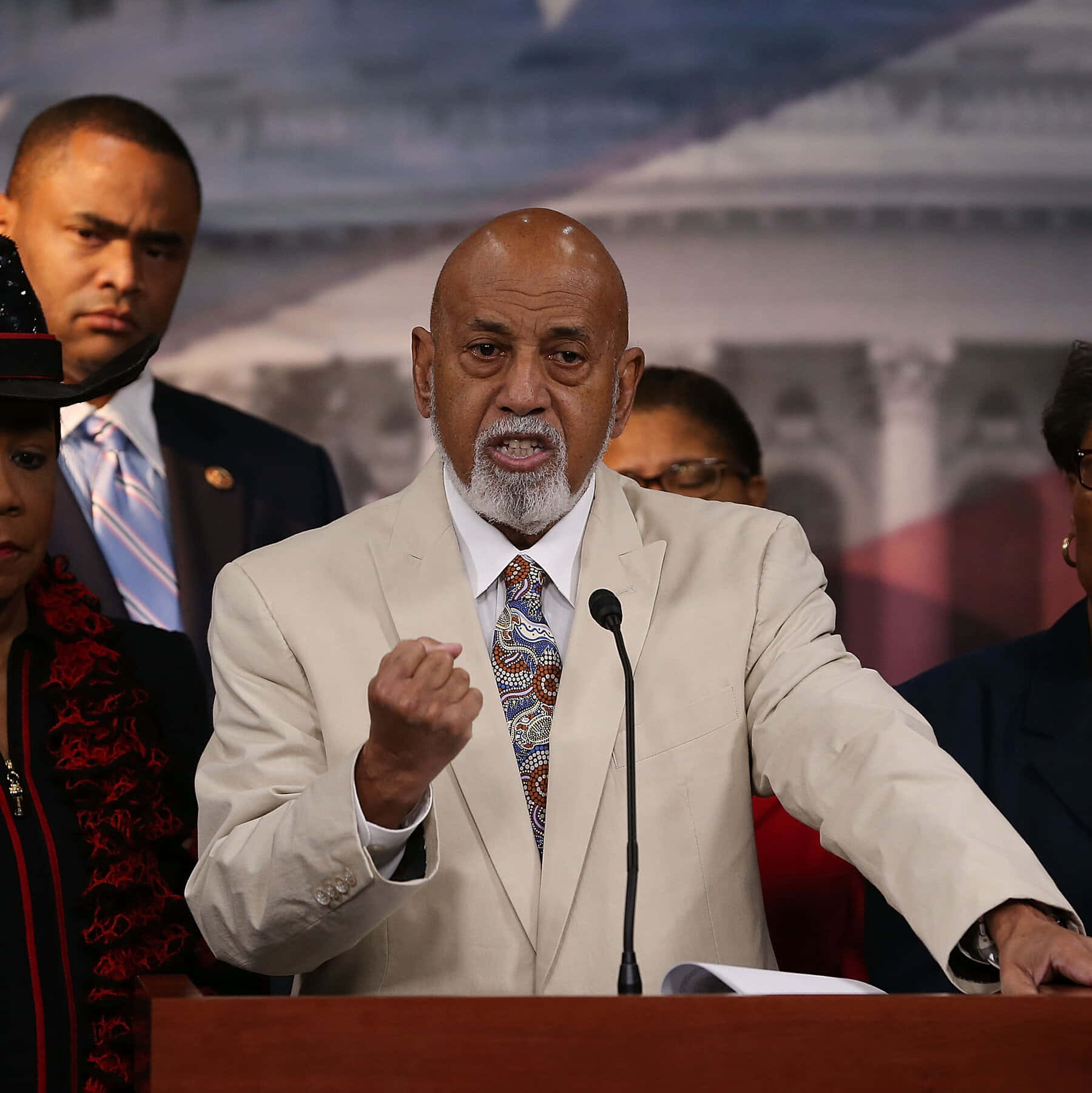 Alcee Hastings Celebrates With A Fist Pump Wallpaper