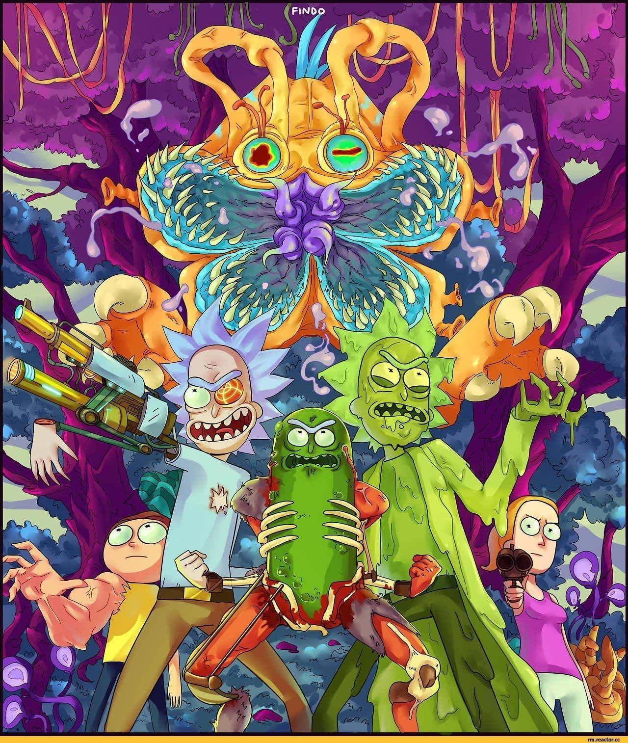 Alien-themed Rick And Morty Trippy Background Wallpaper