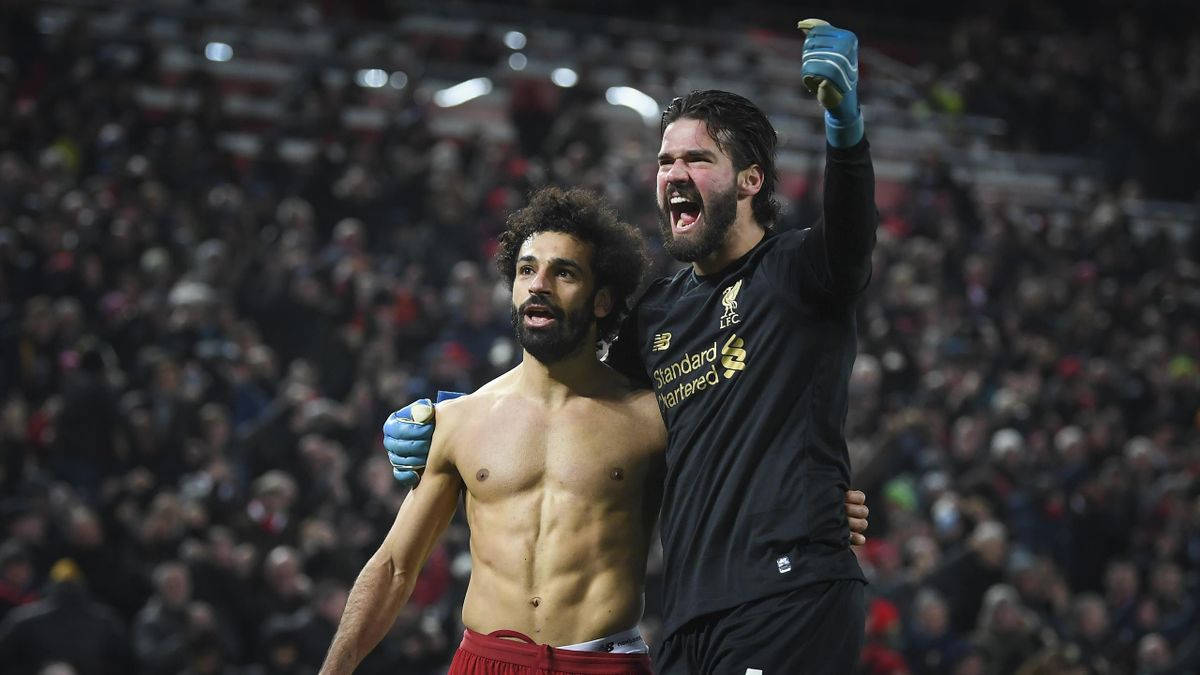 Alisson Becker With Mohamed Salah Wallpaper