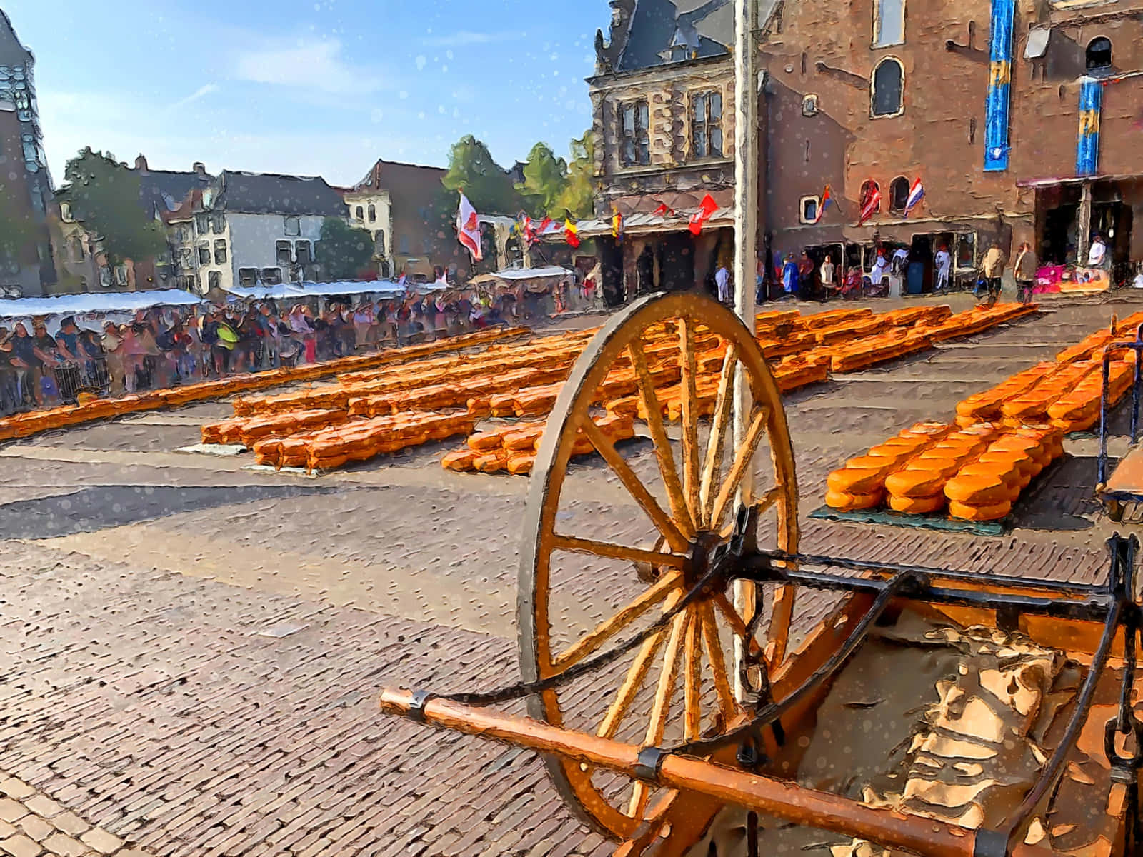 Alkmaar Cheese Market Traditional Setting Wallpaper