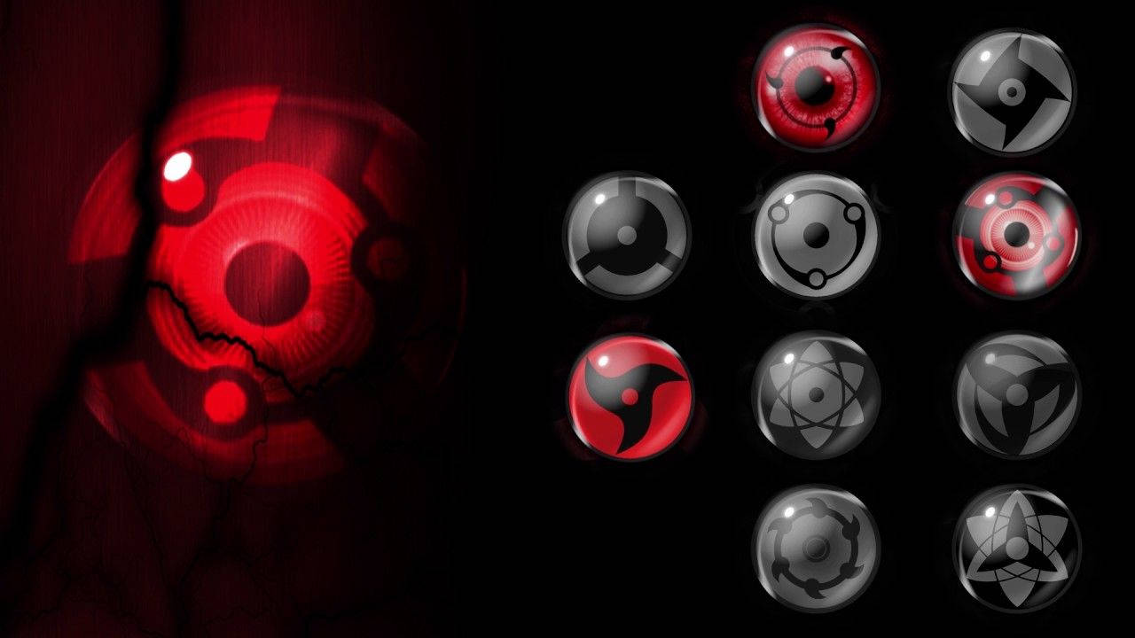 All Sharingan In Red Gray Wallpaper