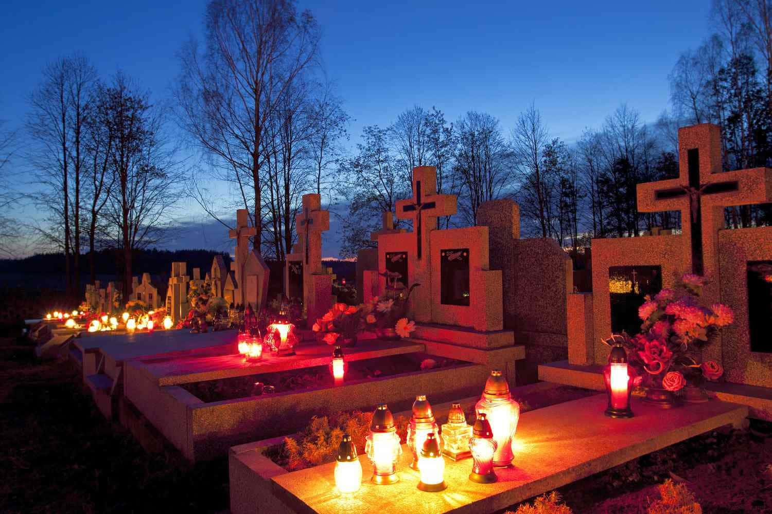 All Souls Day Candlelit Graves Wallpaper