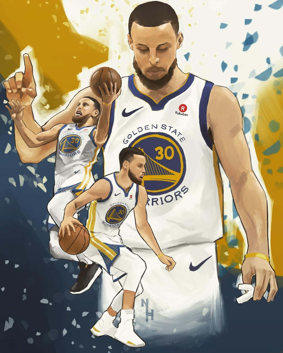 All-star Player Stephen Curry Showing Off His Signature Move Wallpaper