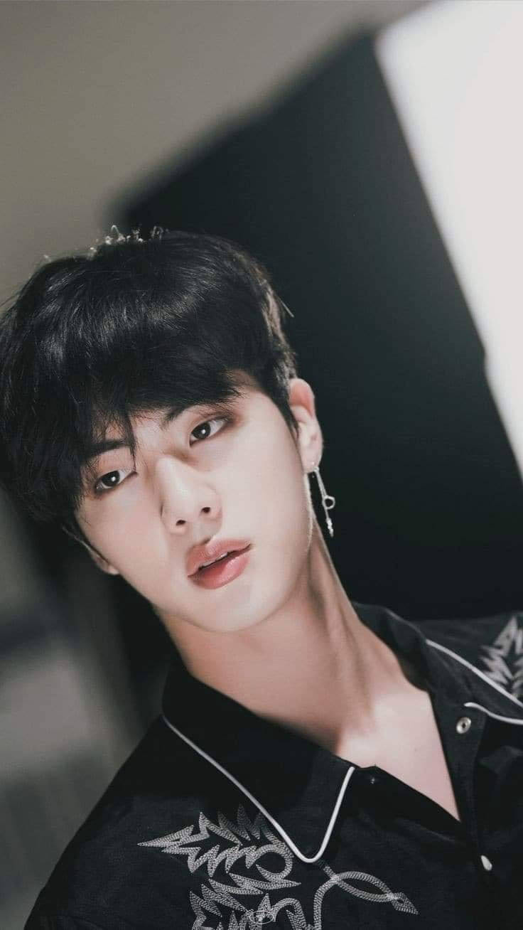 Alluring Black-haired Kim Seok Jin Wallpaper