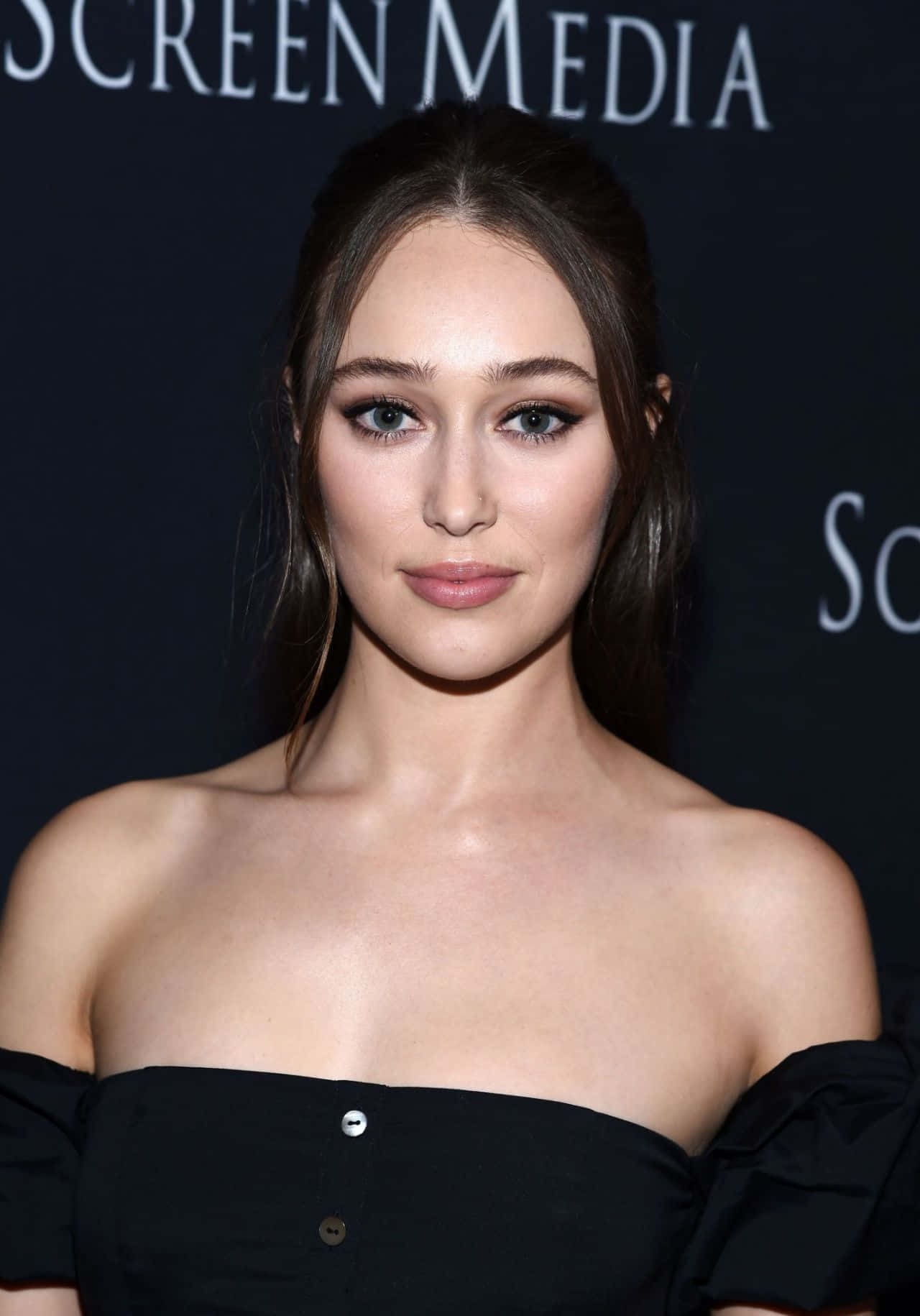 Alycia Debnam Carey Black Off Shoulder Dress Wallpaper