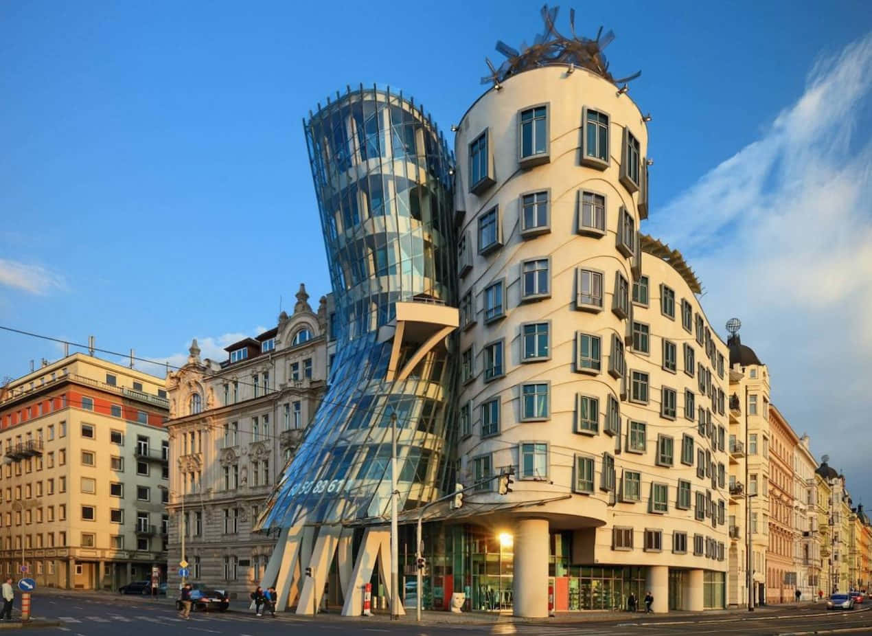 Amazing Dancing House In Prague Wallpaper