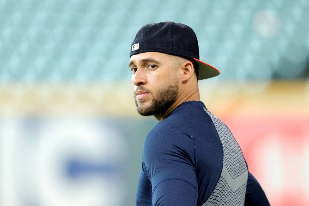 American Baseballer George Springer Cap Backwards Wallpaper