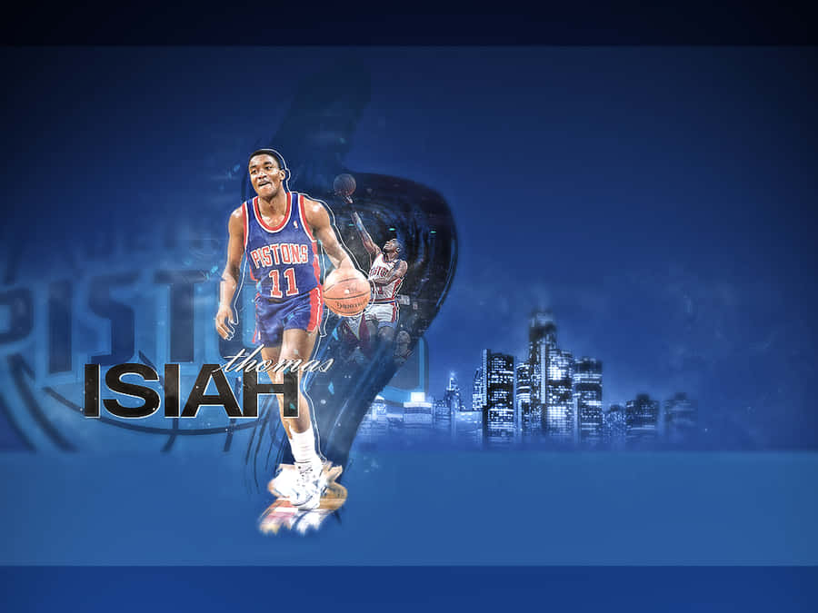 American Former Professional Basketball Player Isiah Thomas Blue Poster Art Wallpaper