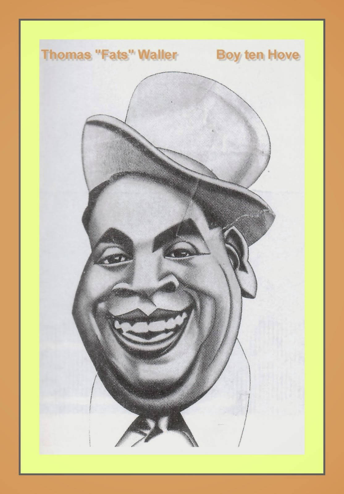 American Jazz Pianist Fats Waller Caricature Art Wallpaper