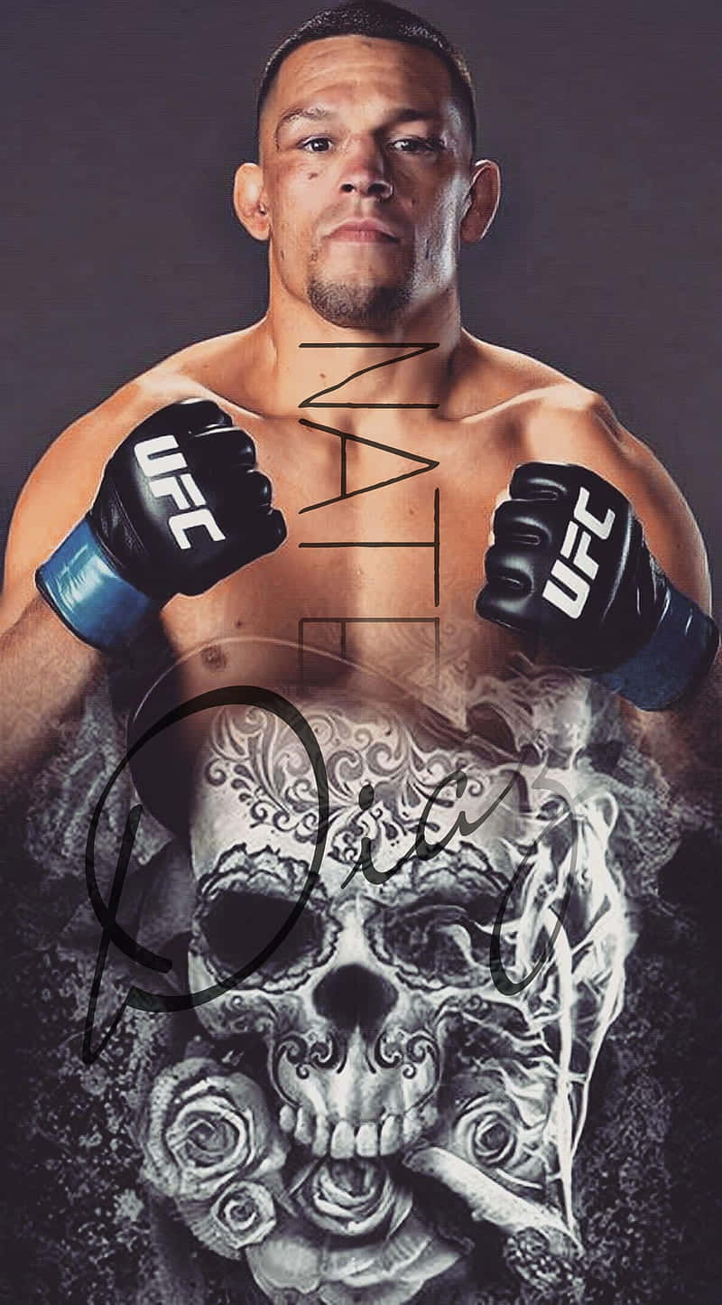 American Mixed Martial Artist, Nate Diaz Graphic Skull Portrait Wallpaper