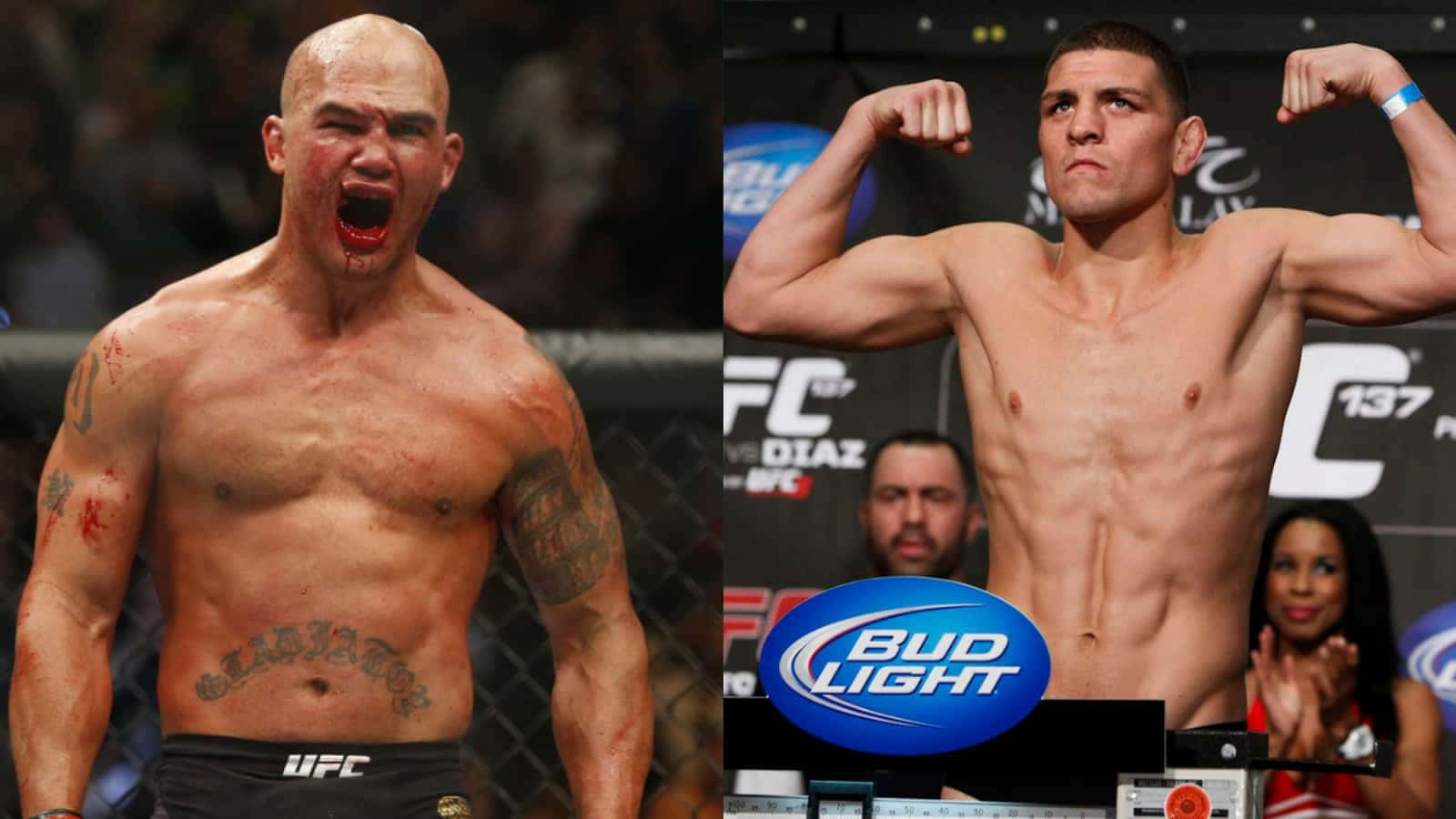 American Mixed Martial Artists, Robbie Lawler And Nick Diaz Facing Off Wallpaper