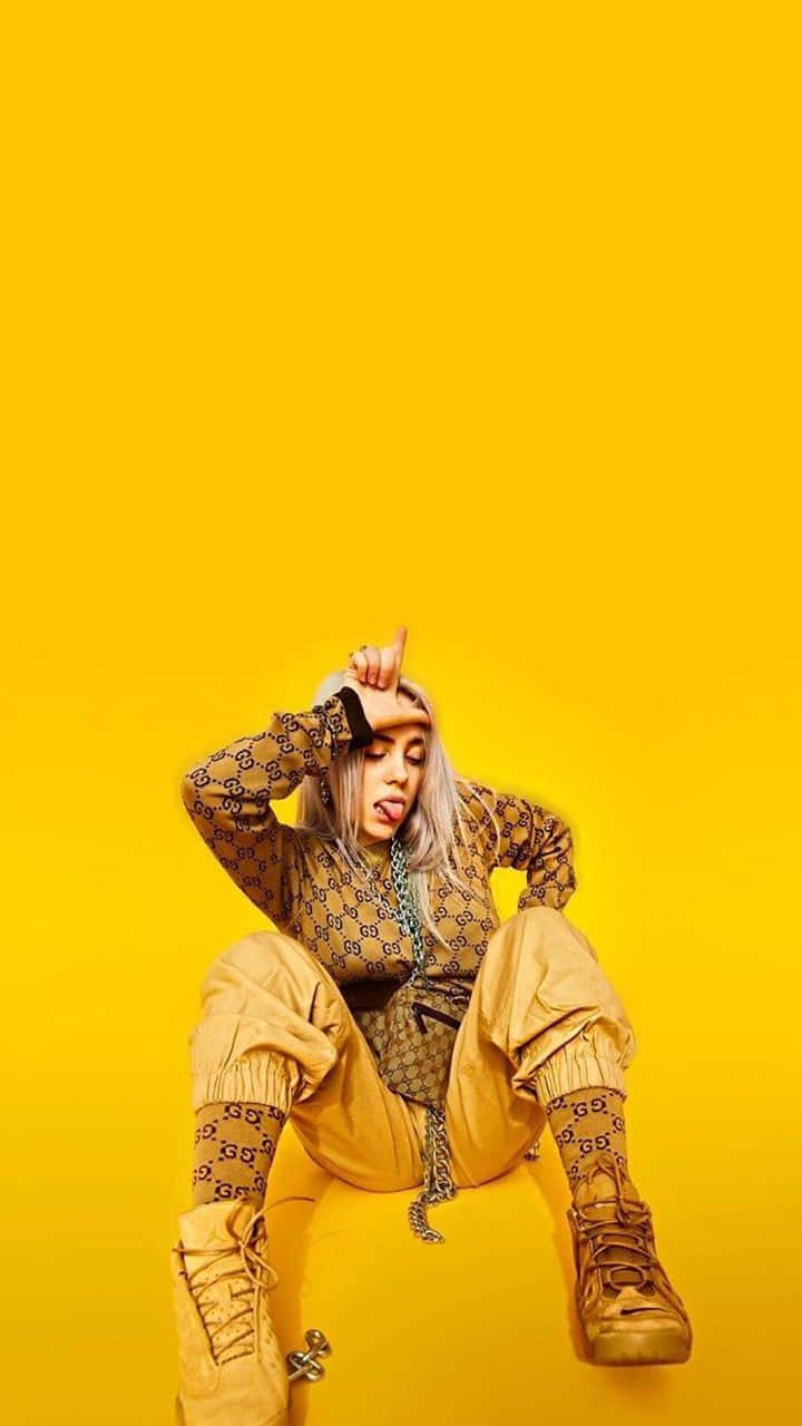 American Singer Billie Eilish Yellow Baddie Wallpaper