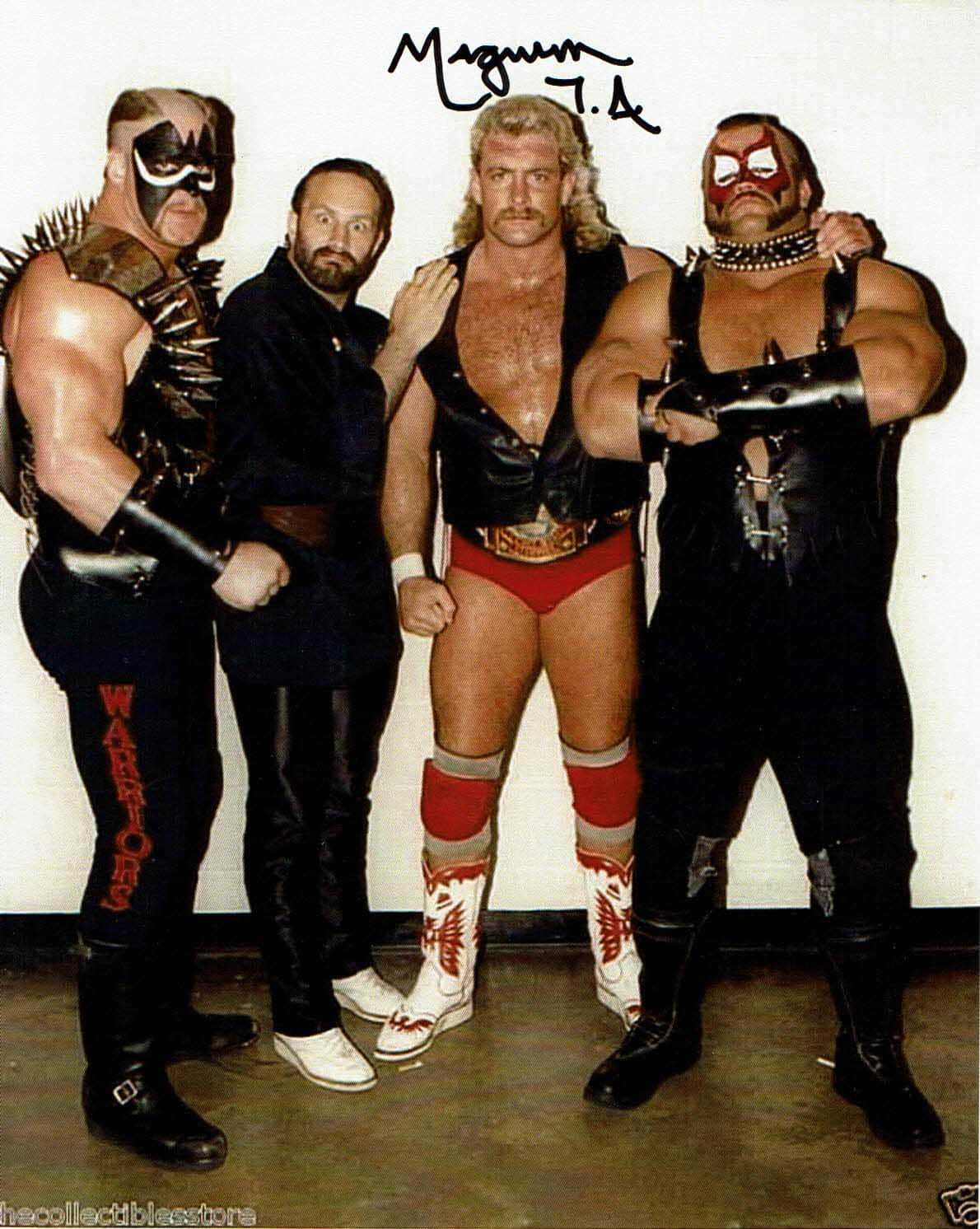 American Wrestler Magnum Ta And The Road Warriors Signed Portrait Wallpaper