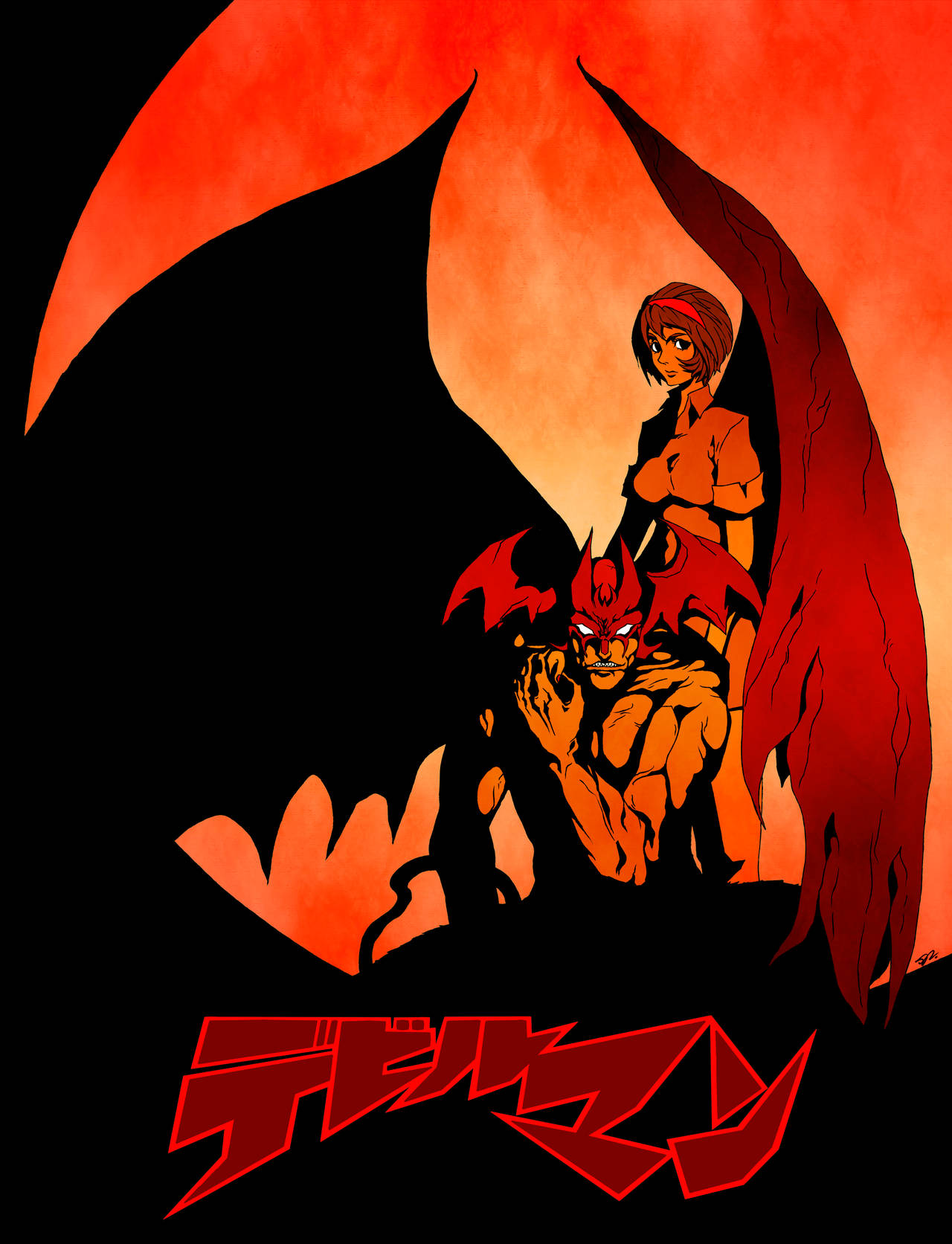 Amon And Mikiko In Red: A Night Out On The Town In Devilman Crybaby Wallpaper