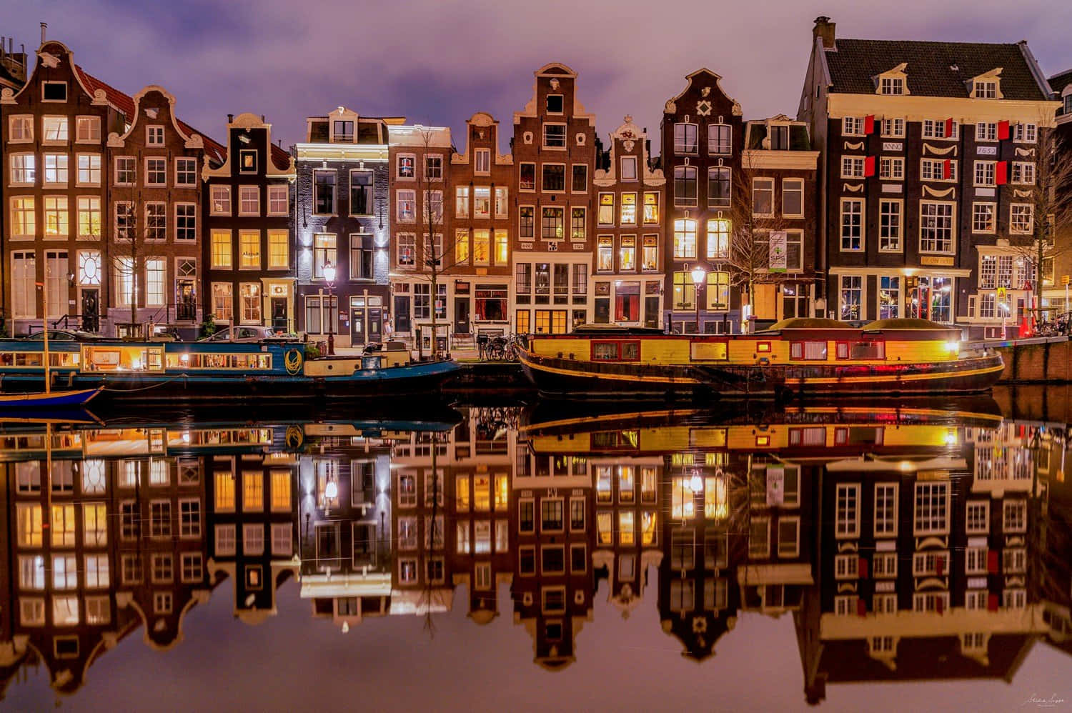 Amsterdam Canal Houses Reflection Wallpaper